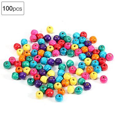 Imagem de Contas de madeira redondas coloridas, faça você mesmo, artesanato, materiais de fabricação de joias para colares, pulseiras, contas artesanais de madeira, 100 peças 6mm 8mm 10mm (8mm)