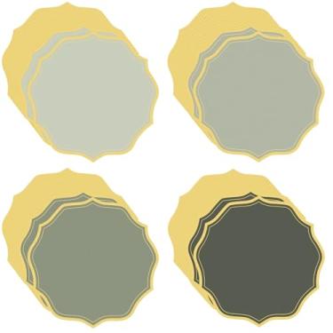 Imagem de 100 peças de jogo americano redondo de papel verde sálvia 33,5 cm recortado, descartável, tapetes decorativos de mesa para casamento, chá de bebê, banquete, festa, decoração de mesa