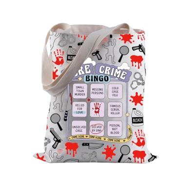 Imagem de BLUPARK Homicide Lover Gift True Crime Bingo Tote Bag Thriller Lover Shopping Bag Gift for Her (Crime Bingo)