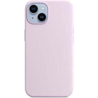 Imagem de FULNES Capa para Apple iPhone 14 Plus 2022, forro flocado de silicone líquido à prova de choque capa de telefone traseira com protetor de tela e protetor de lente (cor: roxo claro)