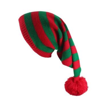 Imagem de Gorro De Natal Unissex Com Cauda Longa, Gorro De Tricô Com Pom Pom Jum