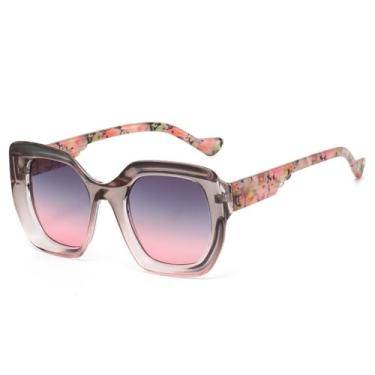 Imagem de Óculos de Sol UV400 - Armação Grande Degradê com Estampa de Leopardo para Homens e Mulheres, Ideais para Esportes, Corrida, Ciclismo e Atividades ao Ar Livre, nas cores cinza e rosa.