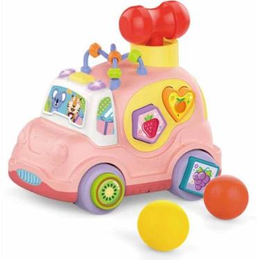 Imagem de Brinquedo para Bebê Carrinho Educativo Rosa com LUZ e Som - Cardoso