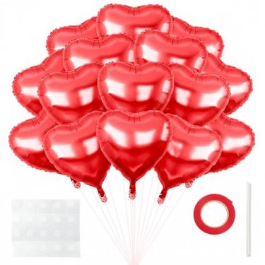 Imagem de 15 balões de coração, 45 cm, dia dos namorados, formato de coração, para decoração romântica de casamento, festa de aniversário, chá de bebê, noivado, dia dos namorados (vermelho)