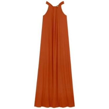 Imagem de Vestido Longo Com Enfeite Na Gola Em Malha Canelada-Feminino