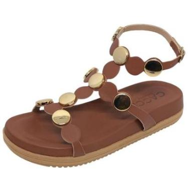 Imagem de Sandália Feminina Gladiadora Pedraria Flat Moderna Cacci-Feminino