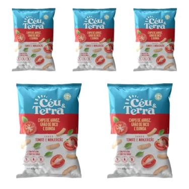 Imagem de 5 Pacotes Chips de Arroz Grão de Bico e Quinoa 40g Sabores (Tomate E Manjericão)