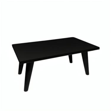 Imagem de Mesa de Centro 50cm Retangular - Pés Palito de PVC, Estilo Retro Moderno, Decorativa para Sala de Estar e Ambientes Domésticos (Preto/Preto)