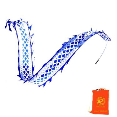 Imagem de 3D Dragon Poi, Silk-like Flowy Spinning & Shaking Poi, lightweight Flinging the Dragon Spiral Practice Ribbon Streamer with Fiberglass Handstick + Travel Bag! (Blue Scale Color, 2 Meters (6.5 FT))