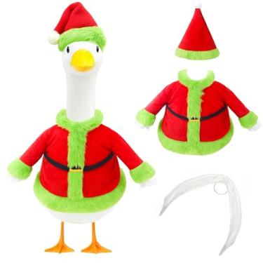Imagem de VERTUPET Roupa de ganso de Papai Noel com asas ajustáveis, fantasia de Natal verde para ganso de varanda de 58 cm, decoração engraçada de quintal e varanda