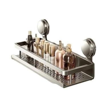 Imagem de Prateleira De Banheiro Com Ventosa Sem Furo, Suporte De Alumínio Suspe