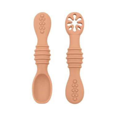 Imagem de Conjunto De Talheres De Silicone Macio Para Bebês, Colher E Garfo, Gra