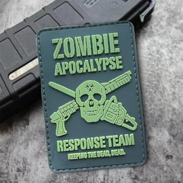 Imagem de Patch de PVC do apocalipse zumbi – 1 aplique de caveira de PVC, adesivo tático engraçado, gancho de moral militar para mochilas, arreios de cães, coletes do exército, chapéus, capacetes