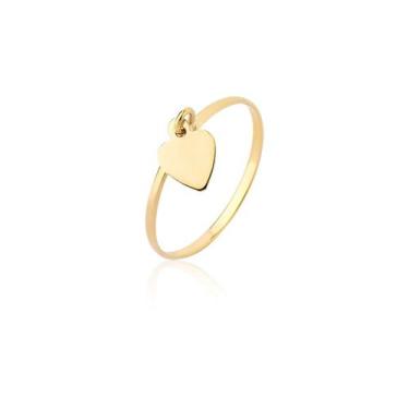 Imagem de Anel Pingente Coração Ouro 18k - MAEHLER Arte Em Joias, Dourado, 9