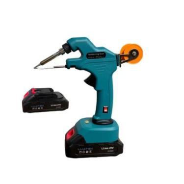 Imagem de Pistola Ferro De Solda A Bateria 21v Com Dispenser Estanho - Luatek LW