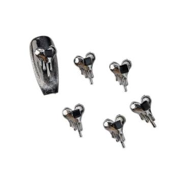 Imagem de Decorações de unhas de coração 5 peças/conjunto lua estrela retrô berloques arte unhas Halloween estrela acessórios de unhas Halloween (5 peças-X995)