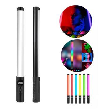 Imagem de Bastao Led Iluminador Rgb Bateria Recarregavel Branco Frio - Branco Qu