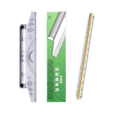 Imagem de Régua De Desenho Multifuncional Transparente Com Rodas, Escala Métrica