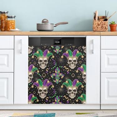 Imagem de ATTX Capa magnética para lava-louças de caveiras de carnaval | Adesivo decorativo de eletrodomésticos de 58,4 cm x 66 cm para armários domésticos e eletrodomésticos (341)