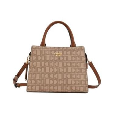 Imagem de Bolsa Feminina Colcci Tote Monograma Alça Dupla Media Caramelo-Feminino