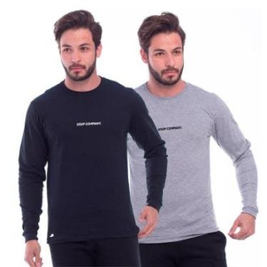 Imagem de Kit 2 Camisa Manga Longa Masculina Confortavel Frio Intenso-Masculino