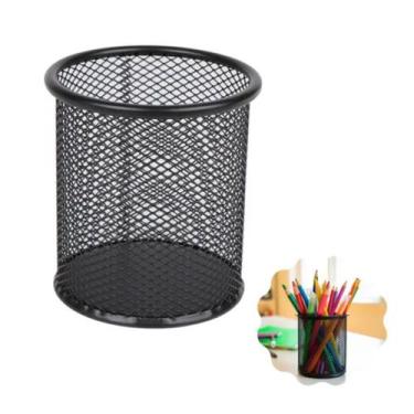 Imagem de Organizador de Mesa Porta Lápis e Caneta - Metal Preto, Com Dimensões 