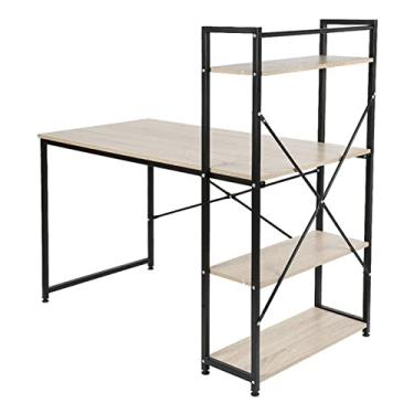 Imagem de Mesa de PC em forma de L escritório PC laptop mesa de estudo mesa de trabalho mesa elegante moldura de metal durável moderna minimalista mesa de escrita mesa de jogos fácil de montar mesa de escrita