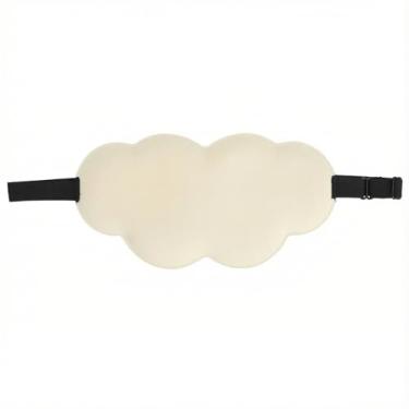 Imagem de Máscara de dormir com espuma viscoelástica bege 1 peça, forma contornada com forro macio, alça ajustável para conforto do sono lateral, design de bloqueio de luz para descanso de viagem em casa