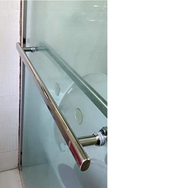 Imagem de BAZAC Puxador de porta de casa de banho para porta de vidro, puxador de porta de vidro de um só lado com acabamento em aço inoxidável polido completo, puxador de substituição - 145 mm