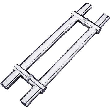 Imagem de BAZAC Puxador de porta de madeira Push-Pull Maçaneta de porta de vidro de aço inoxidável resistente Distância do furo ajustável, 4 comprimentos - 100 × 70 cm