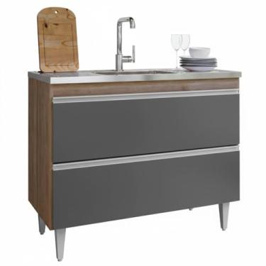 Imagem de Balcao Para Pia 2 Portas Esmeralda 100 cm Freijo Grafite Eratto Moveis