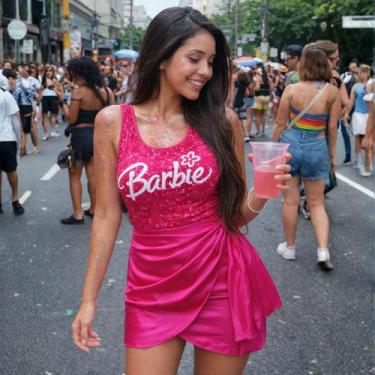 Imagem de Saia Envelope Cetim Drapeada Carnaval Bloquinho Ajustável - Lush!, Ros