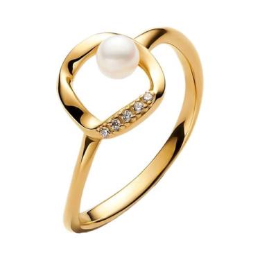 Imagem de Anel Feminino De Prata Esterlina 925 Com Mini Snoopy, Diamante Rosa De