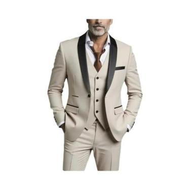 Imagem de Terno Slim Fit Masculino De Alta Qualidade Para Casamento, Traje Forma