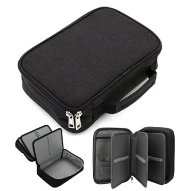 Imagem de Estojo Escolar Box Grande, Organizador, com 4 Divisórias, 72 Elásticos, Feminino, Masculino, Zíper Resistente, com Alça, Qualidade Premium (Preto)