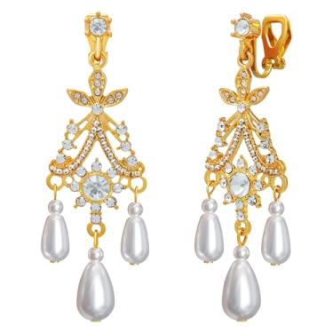 Imagem de ASOQOLA Brincos de pressão pretos não perfurados para mulheres brincos longos com clipe pendente - brincos góticos vintage pretos com clipe para festa de casamento, formatura, joias, presentes, Small