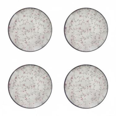 Imagem de Kit Jogo 4 Pratos Sobremesa Tramontina Floralis Porcelana 19 cm