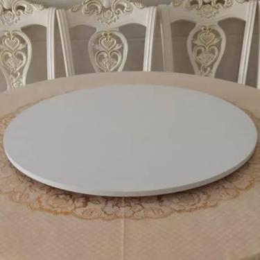 Imagem de Mesa giratória de madeira rústica 61 cm 71 cm 76 cm 91 cm - Bandeja rotativa de textura de mármore para mesa de jantar de cozinha - Bancada protetora - Prato de servir rotativo