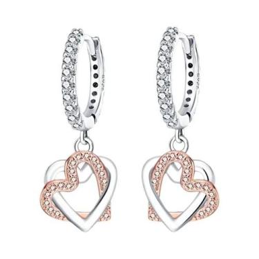 Imagem de Brincos De Argola Em Prata Esterlina 925 Com Zircônias Em Ouro Rosé Pa