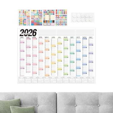 Imagem de Calendário para parede, agenda organizadora grande 2026 | Calendário de parede familiar - para escola, faculdade, dormitório, escritório, casa, cozinha, sala de aula, professor