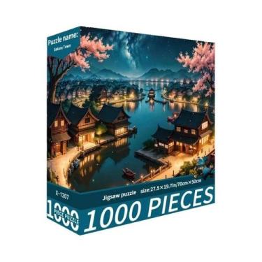 Imagem de Quebra-Cabeça Sakura Town 50x70cm 1000 Peças Durável Sem Moldura Em Lo