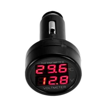 Imagem de Voltímetro Digital 12/24V Para Carro Com Display LED, Carregador USB E