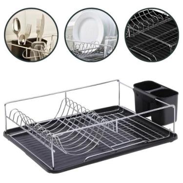 Imagem de Escorredor de Louça Inox Mimo Style Preto com Bandeja Coletora e Porta