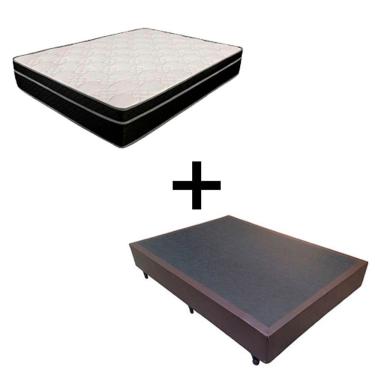 Imagem de Cama Box Casal 138 Tecido Marrom Com Colchão Paris Molas Preto 66x138x188