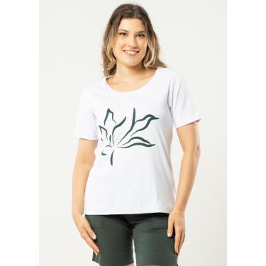 Imagem de Blusa Manga Curta  Pau a Pique Básica Branca Estampada