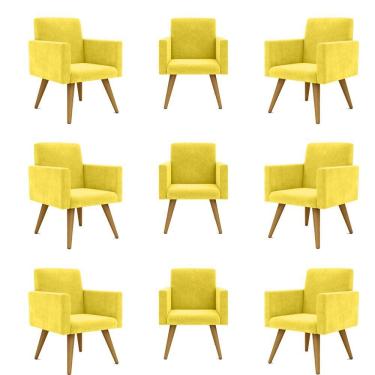 Imagem de Kit 09 Poltronas Nina Decorativa Para Recepção Balaqui Decor Cor:amarelo