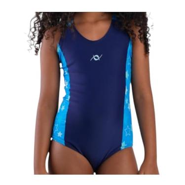 Imagem de Maiô Infantil Juvenil De Natação Praia Proteção Uv Piscina (Marinho/Estampa Azul Estrela, 4)