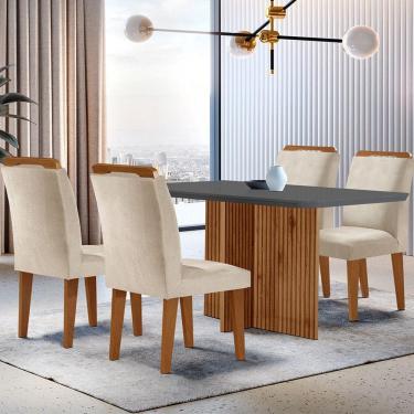 Imagem de Mesa Olímpia 120cm Em Mdf E 4 Cadeiras Athenas Moderna