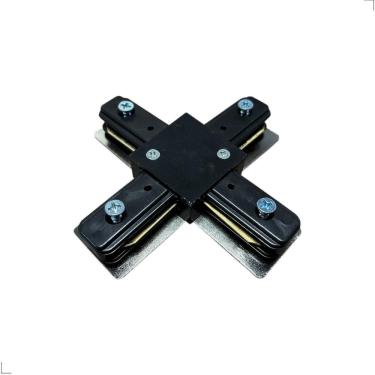 Imagem de Conector Emenda X Para Trilho 2 Fios Eletrificado Preto