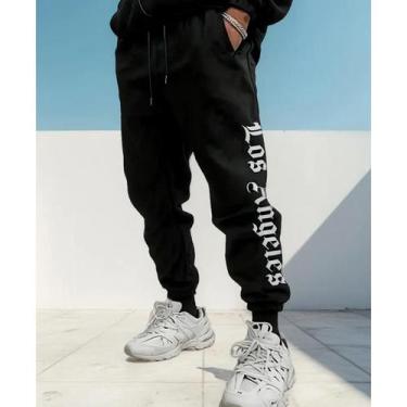 Imagem de Calça Moletom Unissex Estilosa Frio Confortavel Los Angeles Tendencia 